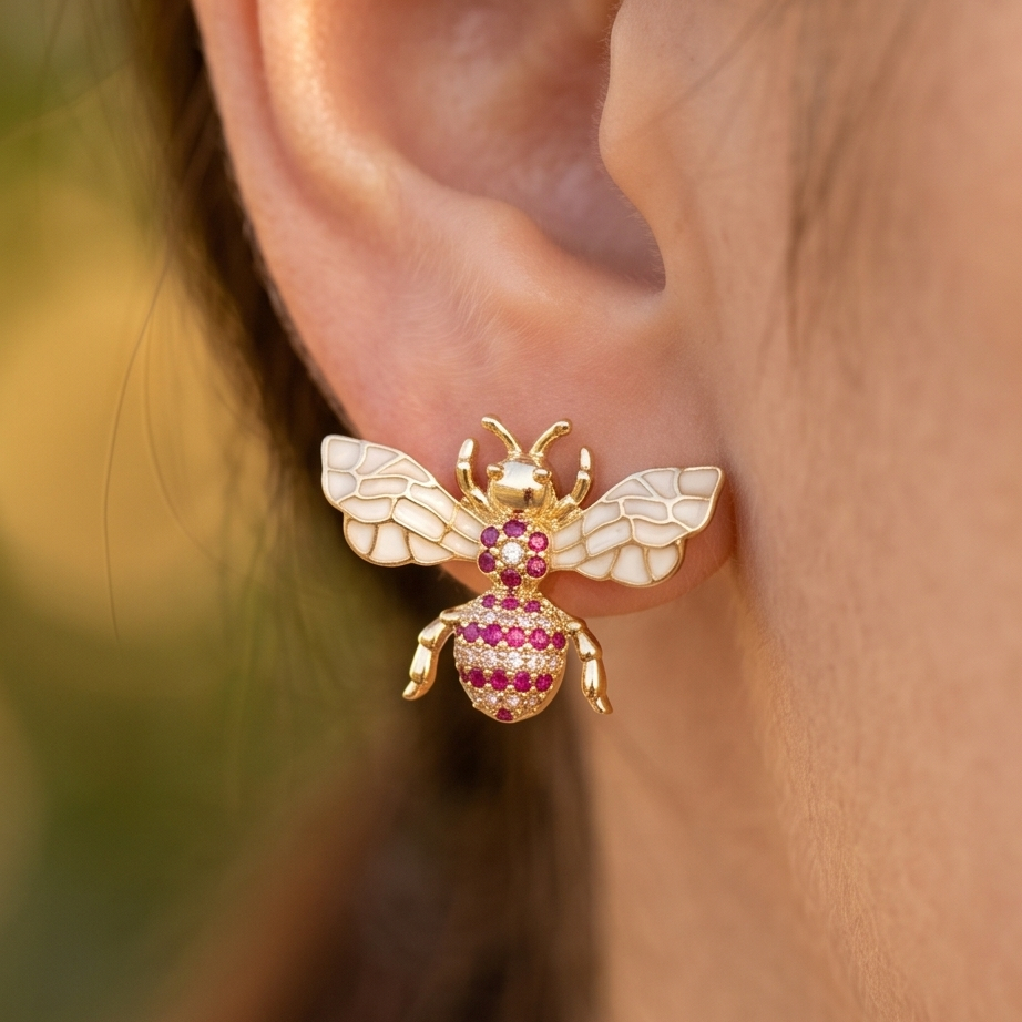 Bee Crystal Küpe • Luxury Line