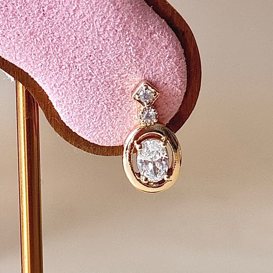 14K Gold Kaplama Zirkon Taşlı Minimal Damla Küpe