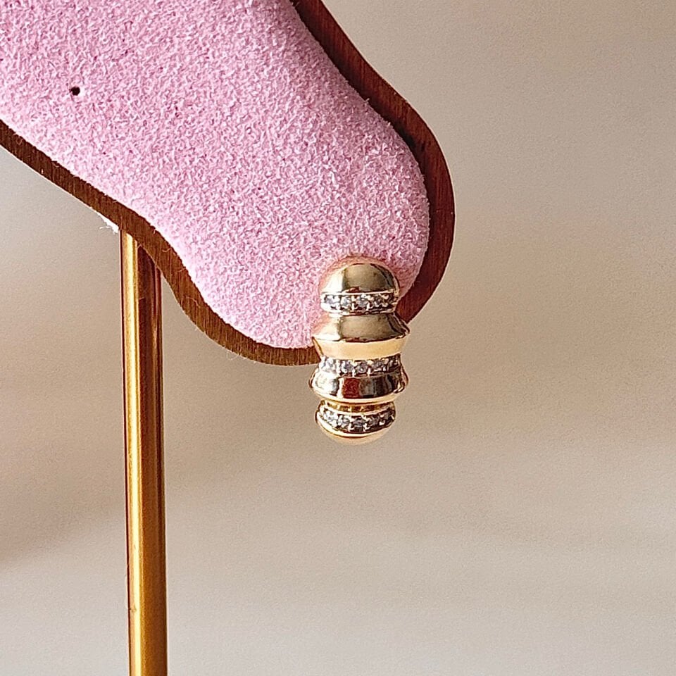 Zirkon Detaylı Gold Halka Küpe 14K Gold Kaplama