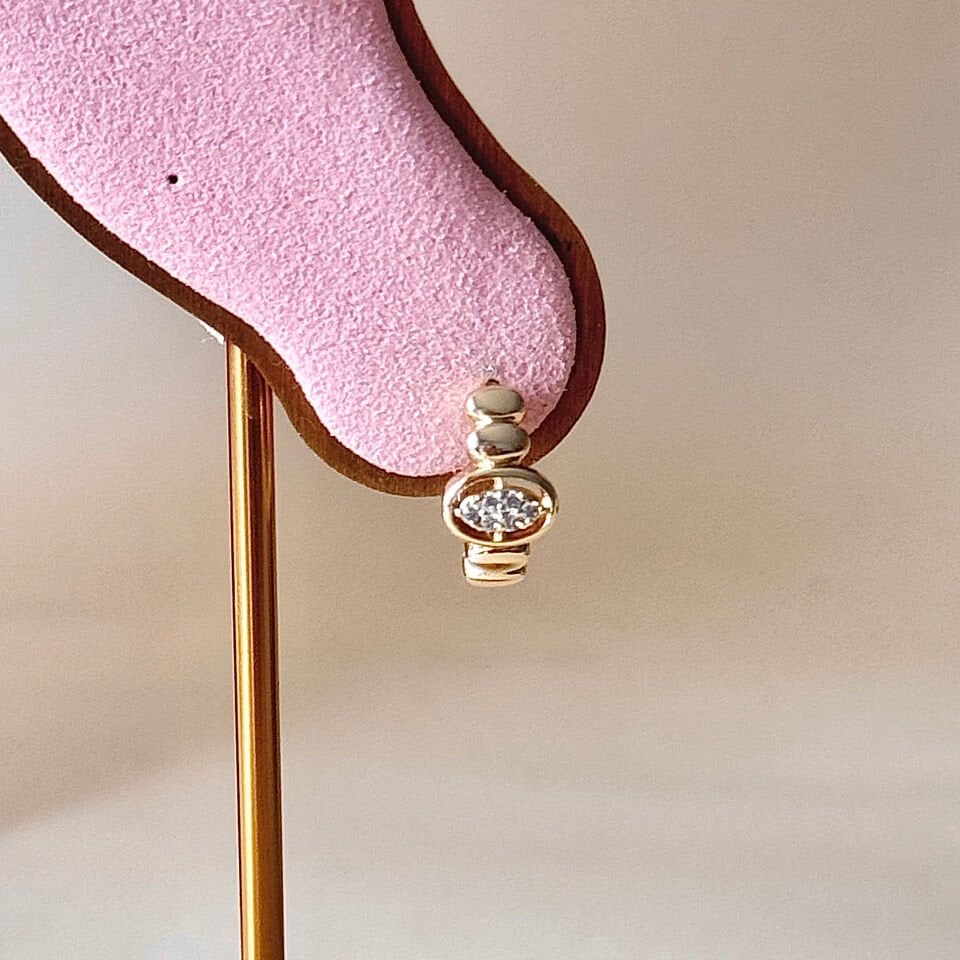 Çoklu Halka Zirkon Küpe 14K Gold Kaplama