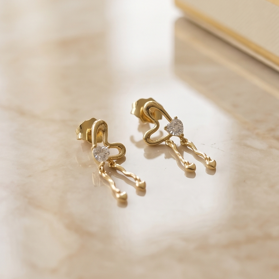 Golden Love Drop Küpe • Kararmaz