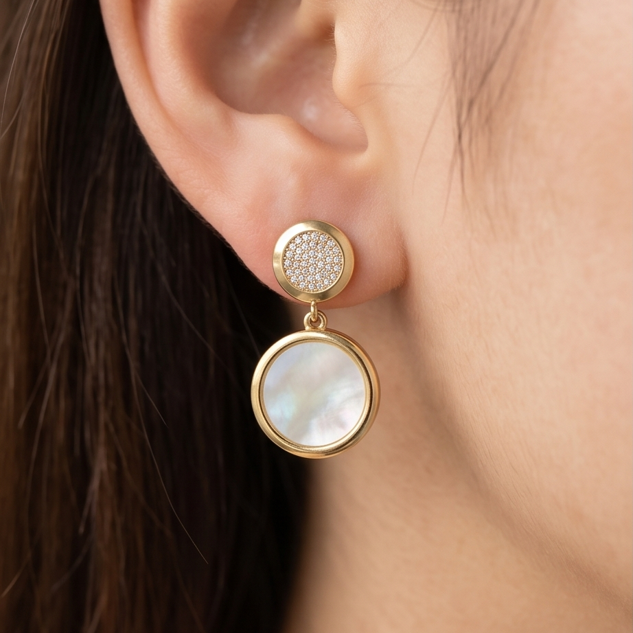 Pearl Essence Gold Küpe • Kararmaz