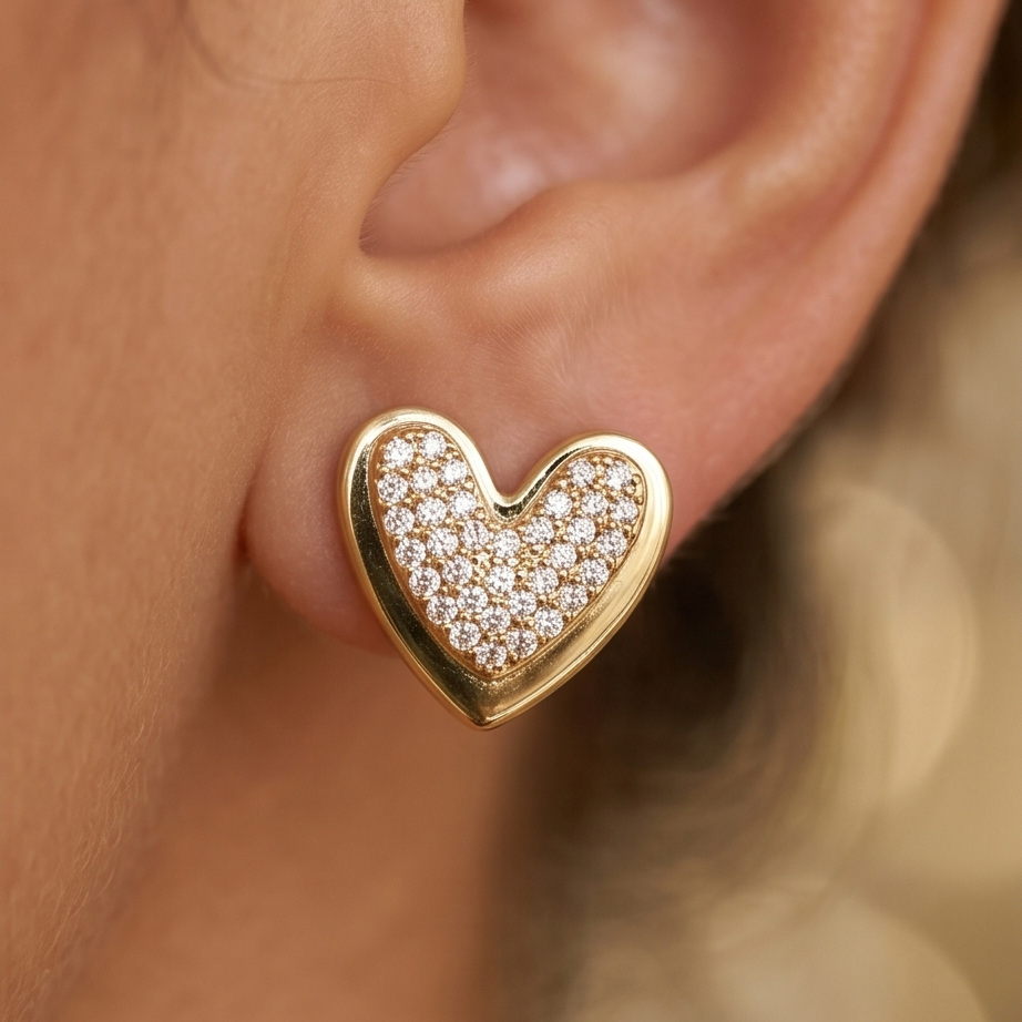 Golden Love Stud Küpe • Kararmaz