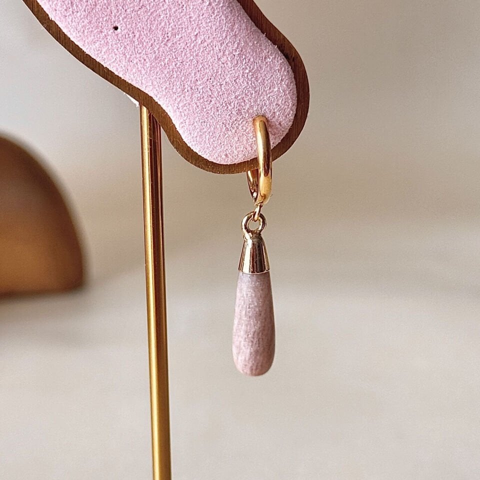 Rodonit Doğaltaş Küpe Çelik