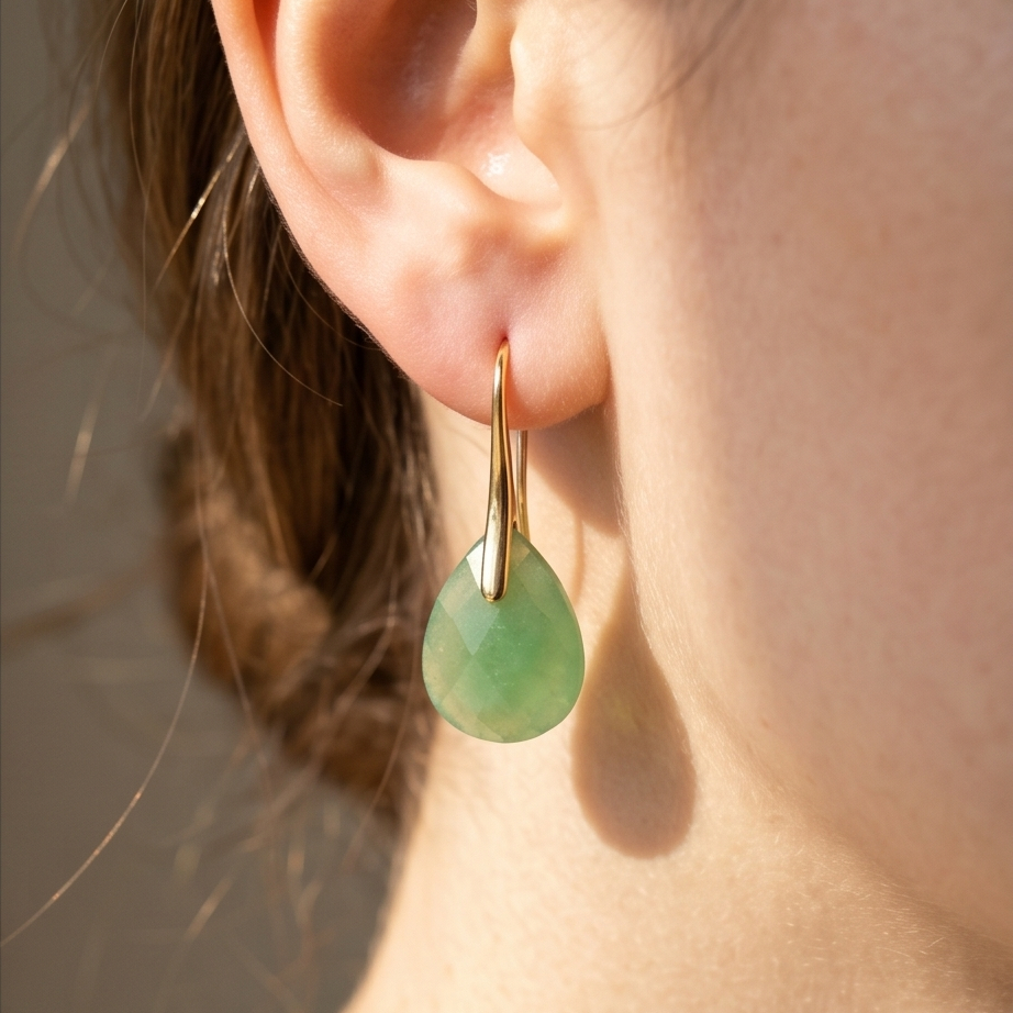 Aventurine Charm Çelik Küpe