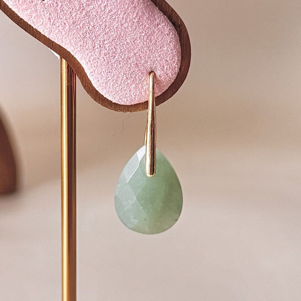 Aventurin Taşlı Çelik Halka Küpe