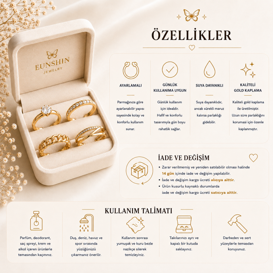 Celeste Minimal Ayarlanabilir Yüzük