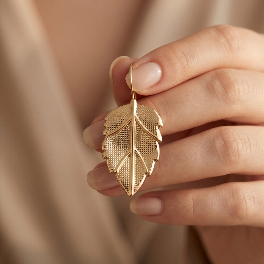 Golden Leaf Drop Küpe