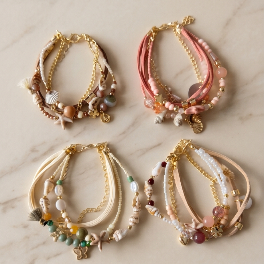 Boho Pearl Charm Bileklik