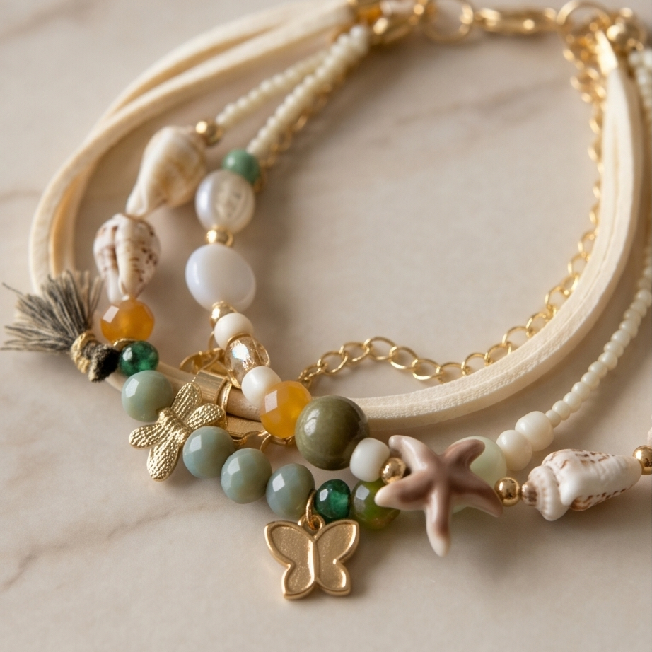Boho Pearl Charm Bileklik