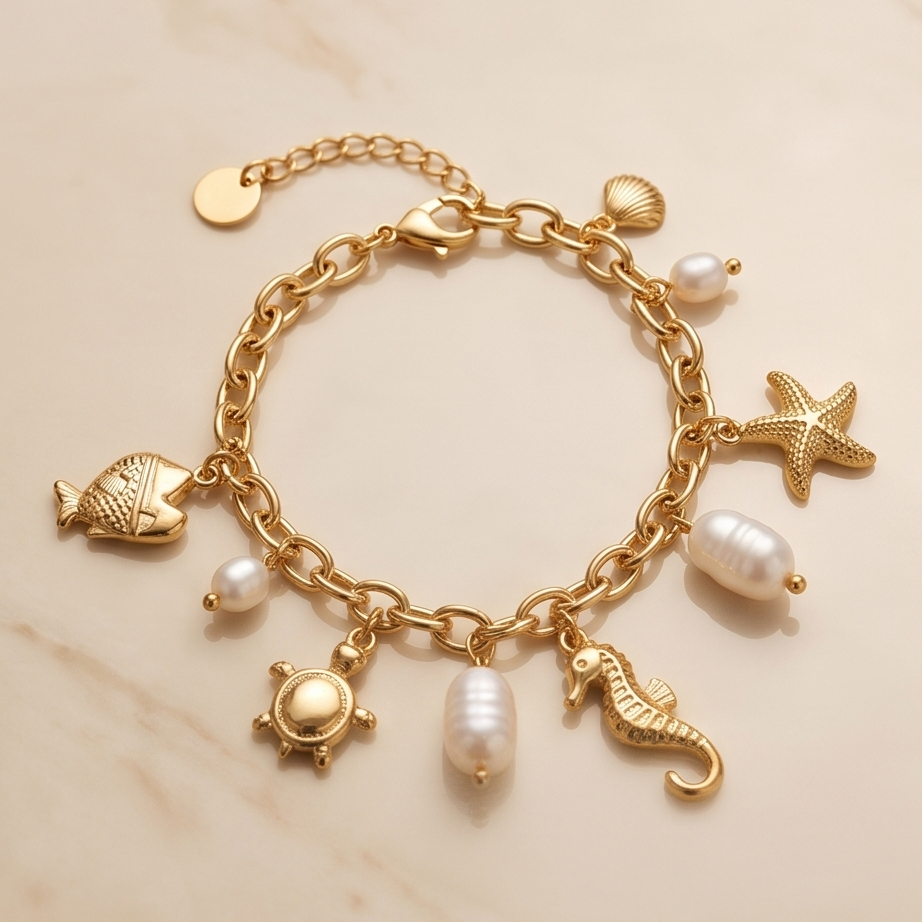 Ocean Pearl Charm Çelik Bileklik