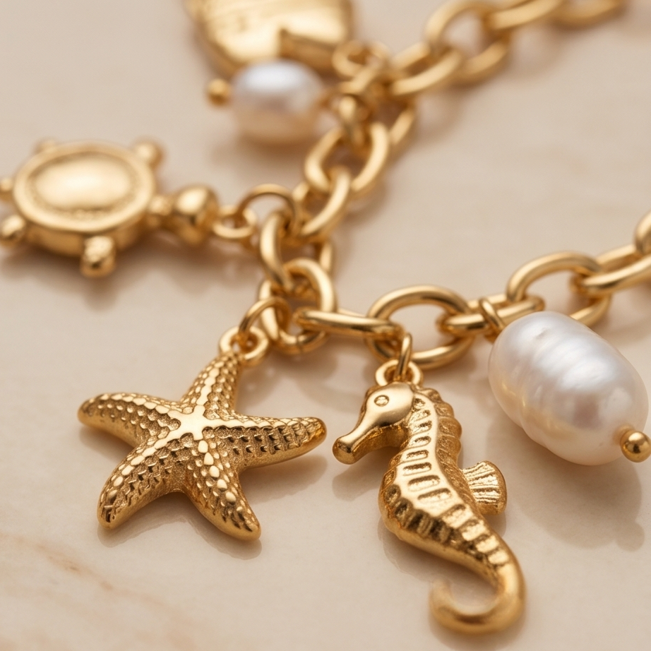 Ocean Pearl Charm Çelik Bileklik