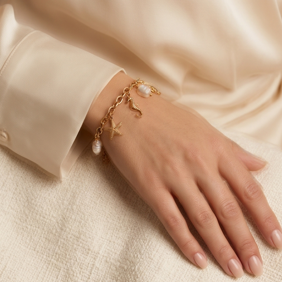 Ocean Pearl Charm Çelik Bileklik