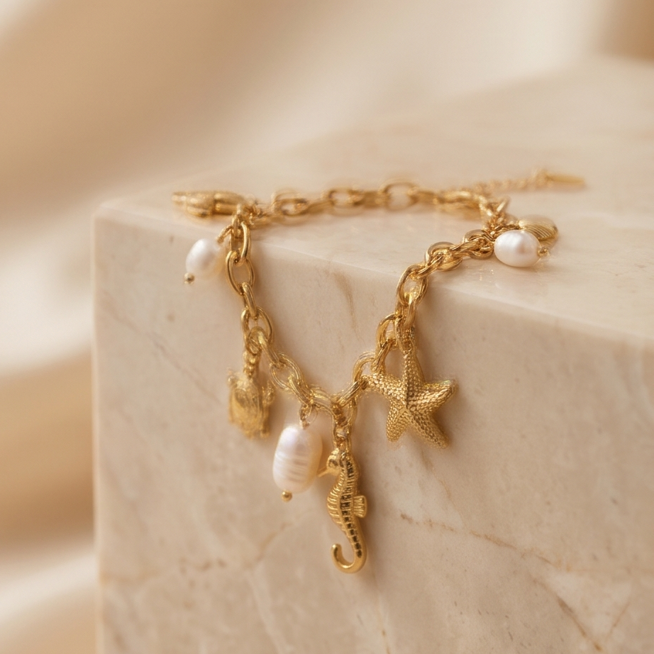 Ocean Pearl Charm Çelik Bileklik