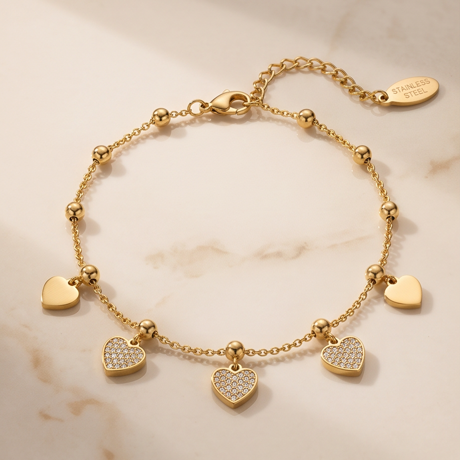 Amore  Kalp Detaylı Halhal • Premium Line