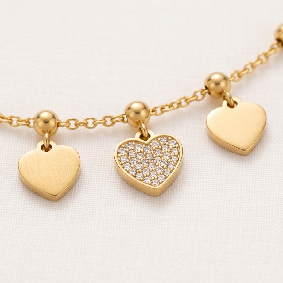 Amore  Kalp Detaylı Halhal • Premium Line