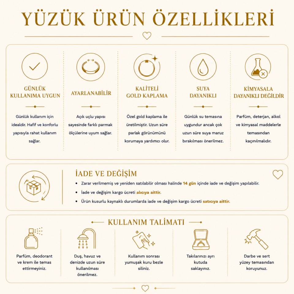 Aura Gems Ayarlanabilir Vintage Yüzük