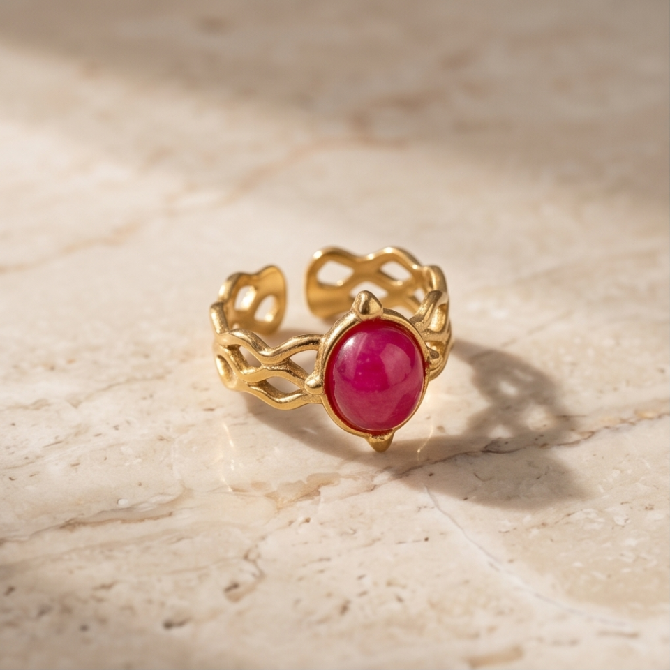 Fuchsia Gold Çelik Yüzük