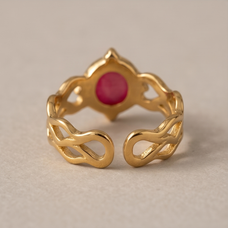 Fuchsia Gold Çelik Yüzük