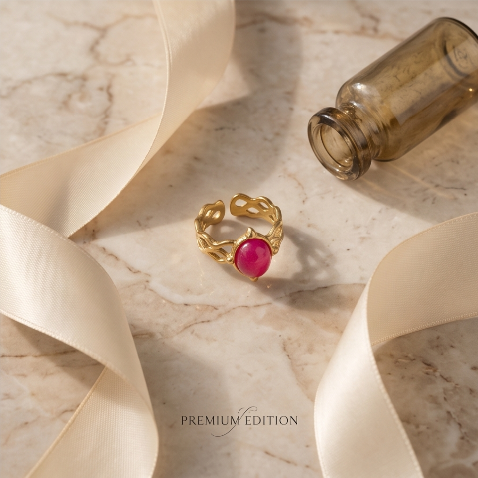 Fuchsia Gold Çelik Yüzük