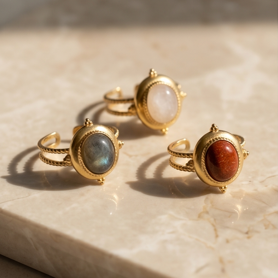 Lunera Stone Vintage Çelik  Yüzük