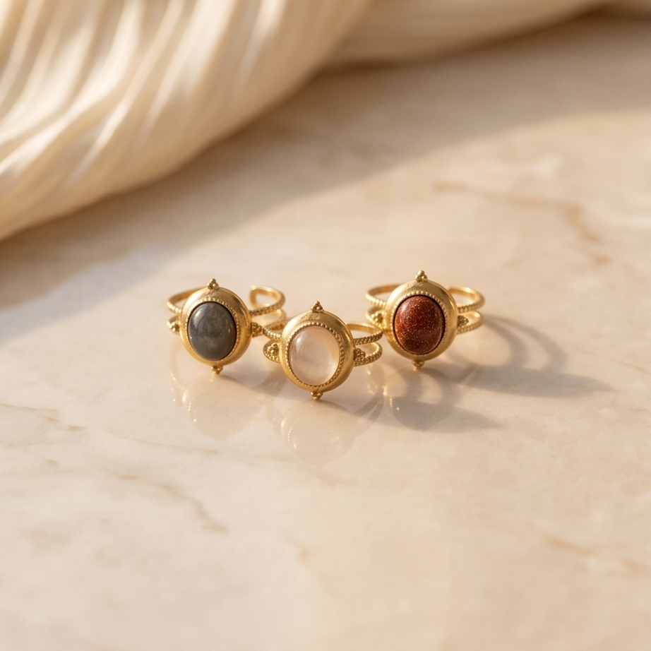 Lunera Stone Vintage Çelik  Yüzük