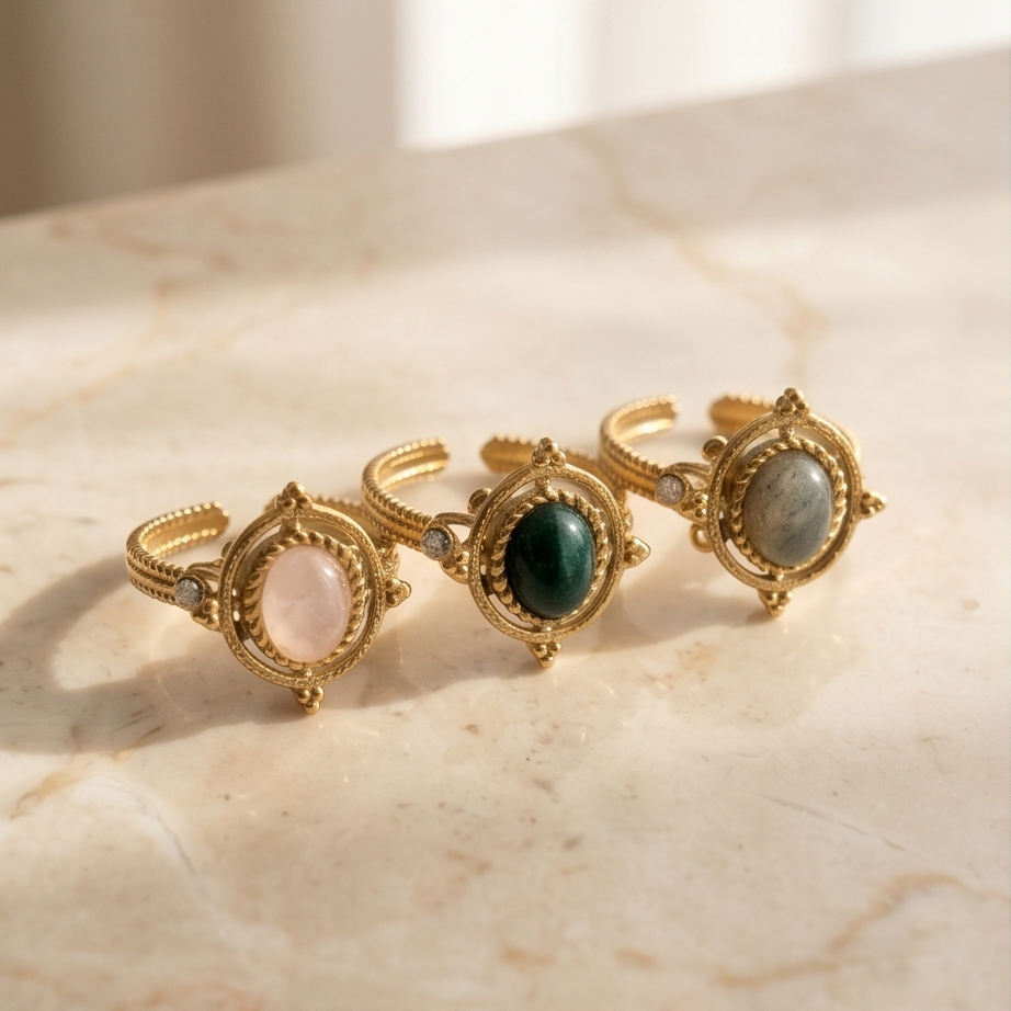 Selene Stone Vintage Çelik Yüzük
