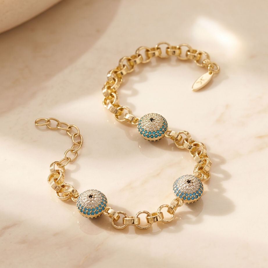 Blue Nazar Chain Bileklik • Kararmaz